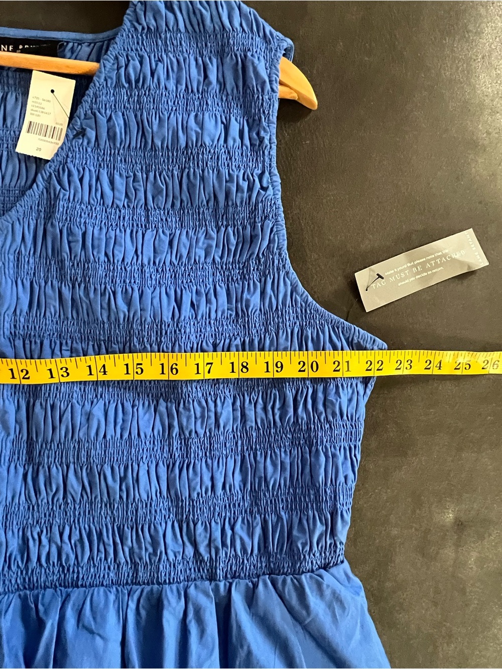 Lane Bryant Womens Blue Smocked 100% Cotton Sun Mini Dress Pickets 20 NWT - Picture 8 of 12
